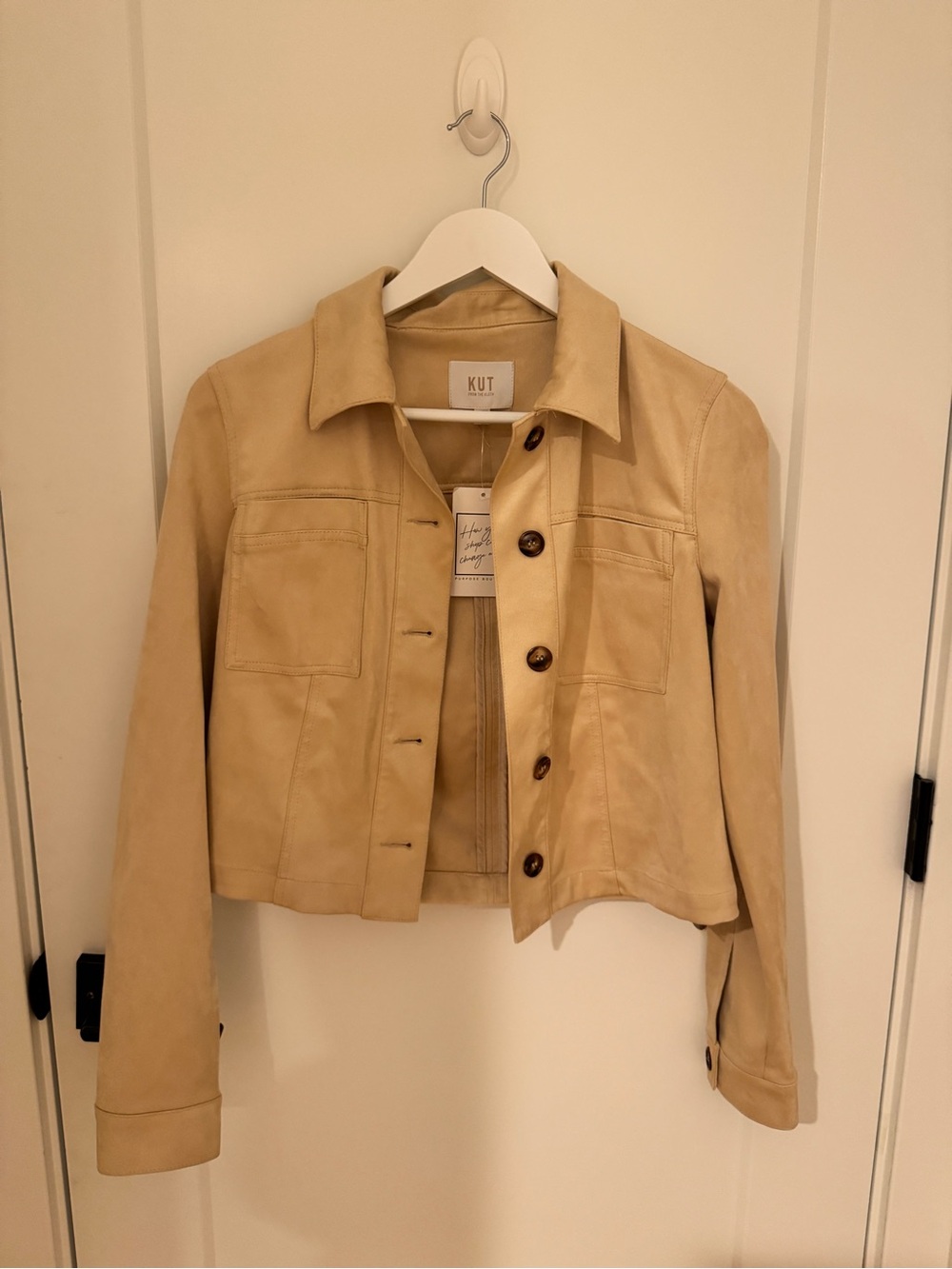 Kut from the Kloth Tan Suede Button-Front Jacket